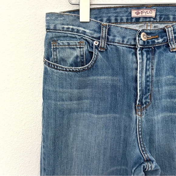 Embroidered Flare Jeans Denim Pant High Rise Floral Bird Festival Blue Size 6 - Picture 4 of 14